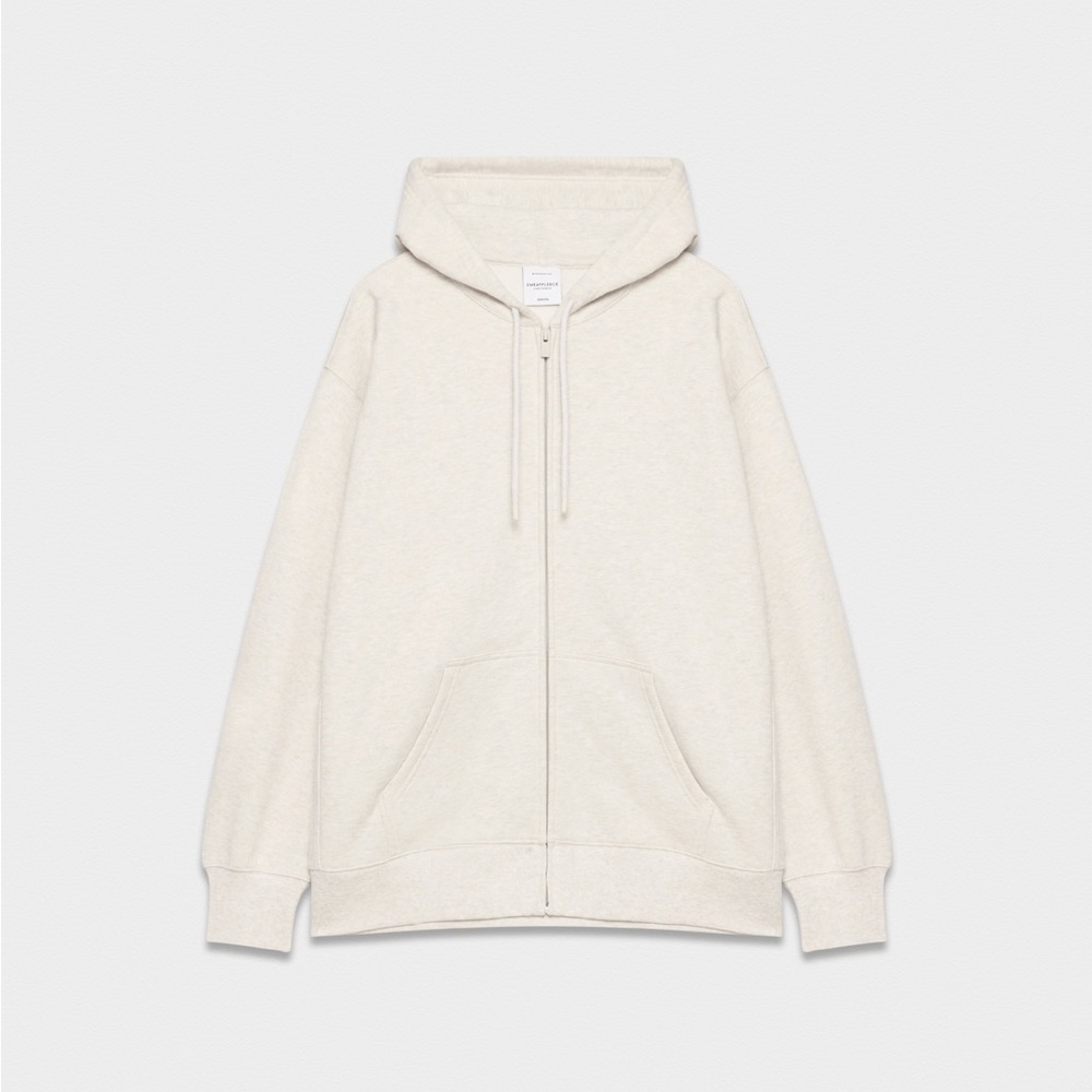 aritzia cozy sweatfleece boyfriend zip hoodie (HEATHER OATMEAL)